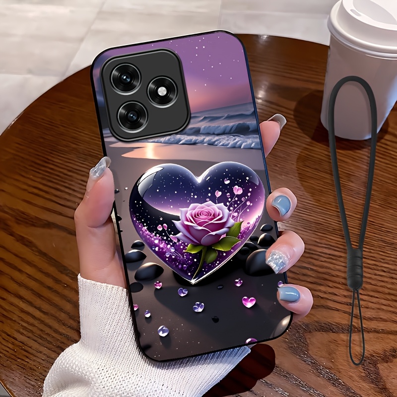 TEMU Phone Case: 2d Flat,2pcs Set: Includes 1 Phone Case + 1 Strap, Pattern Phone Case,suitable X5c| X5c Plus,unisex Lanyard Phone Case,high-quality