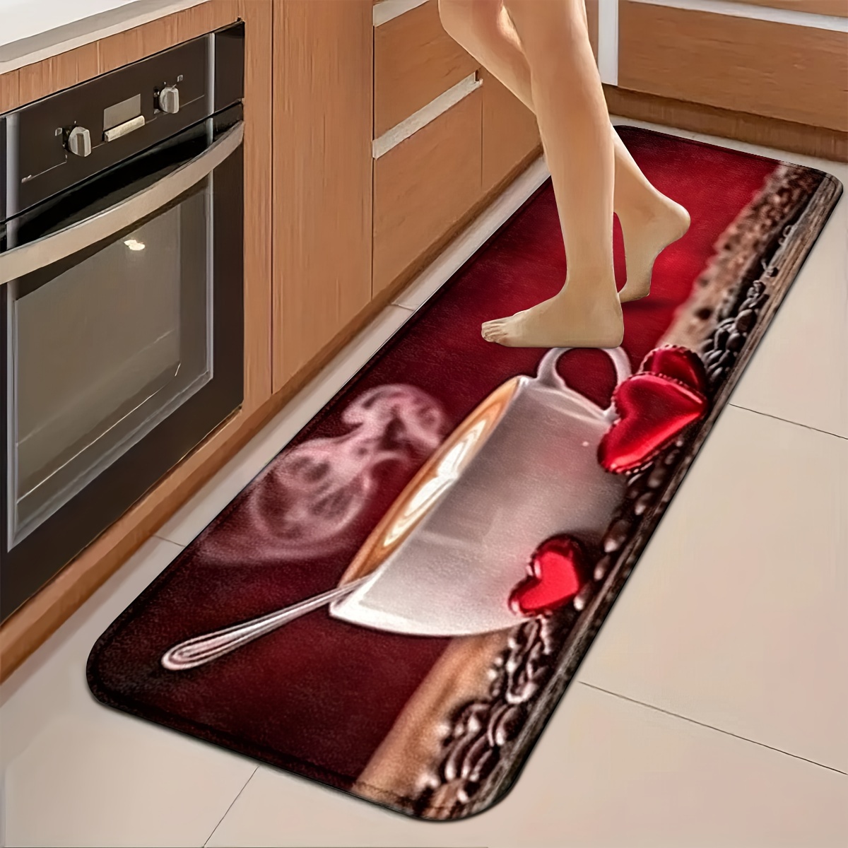 TEMU Amore per con sfondo , design minimalista. Questo tappetino da cucina 癡 per ingressi, cucine, soggiorni e lavanderie. � un tappetino lavabile e