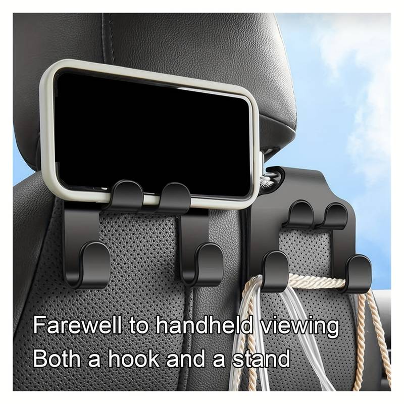 AIWARGOD 4-Pack Car Seat Headrest Hooks – Black PP Hangers For Purses, Bags, Groceries