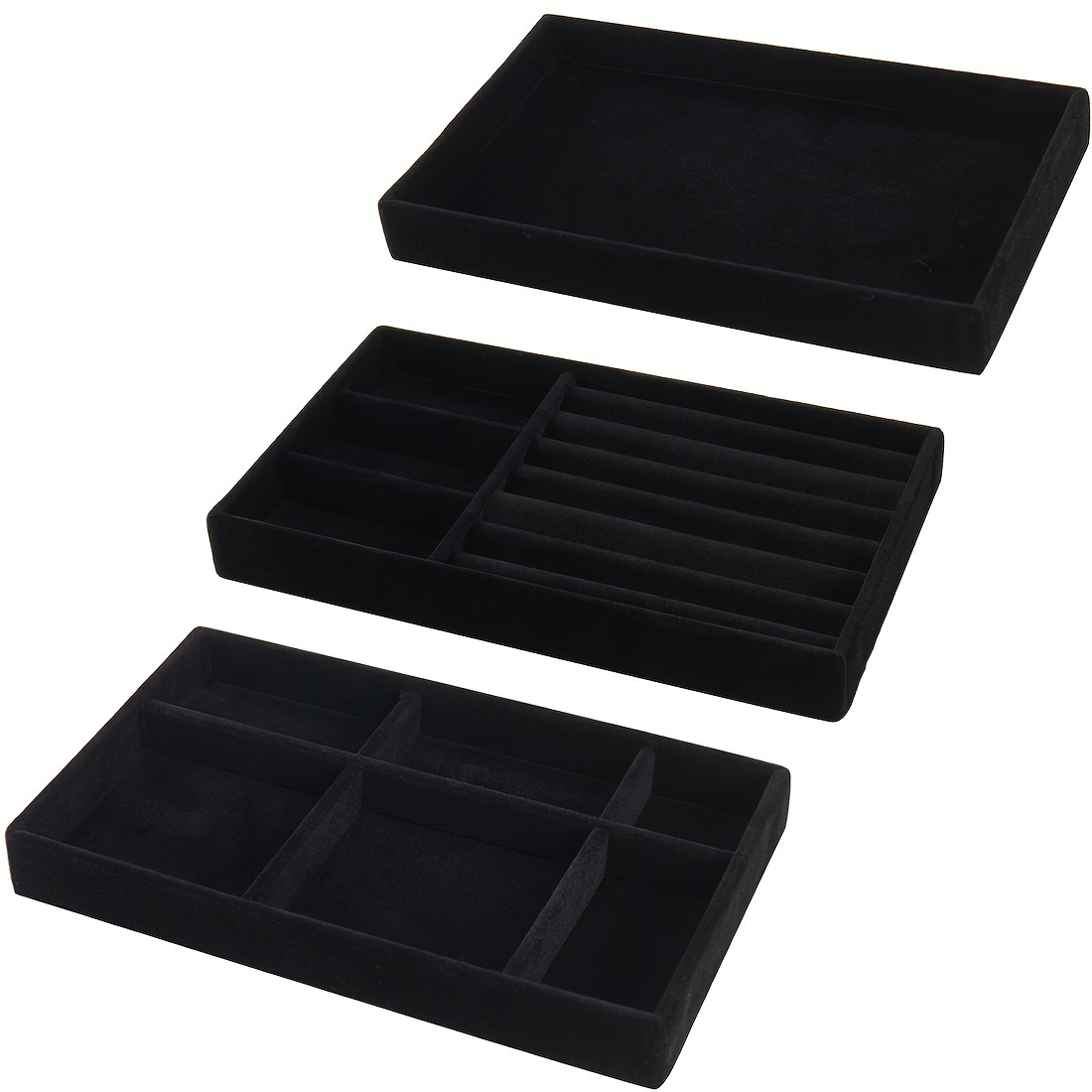 

Black Jewelry Tray Stackable Drawer Organizer For Earrings, Rings, Necklaces, Bracelets And Bangles Desktop Jewelry Display Tray, Jewelry Trays