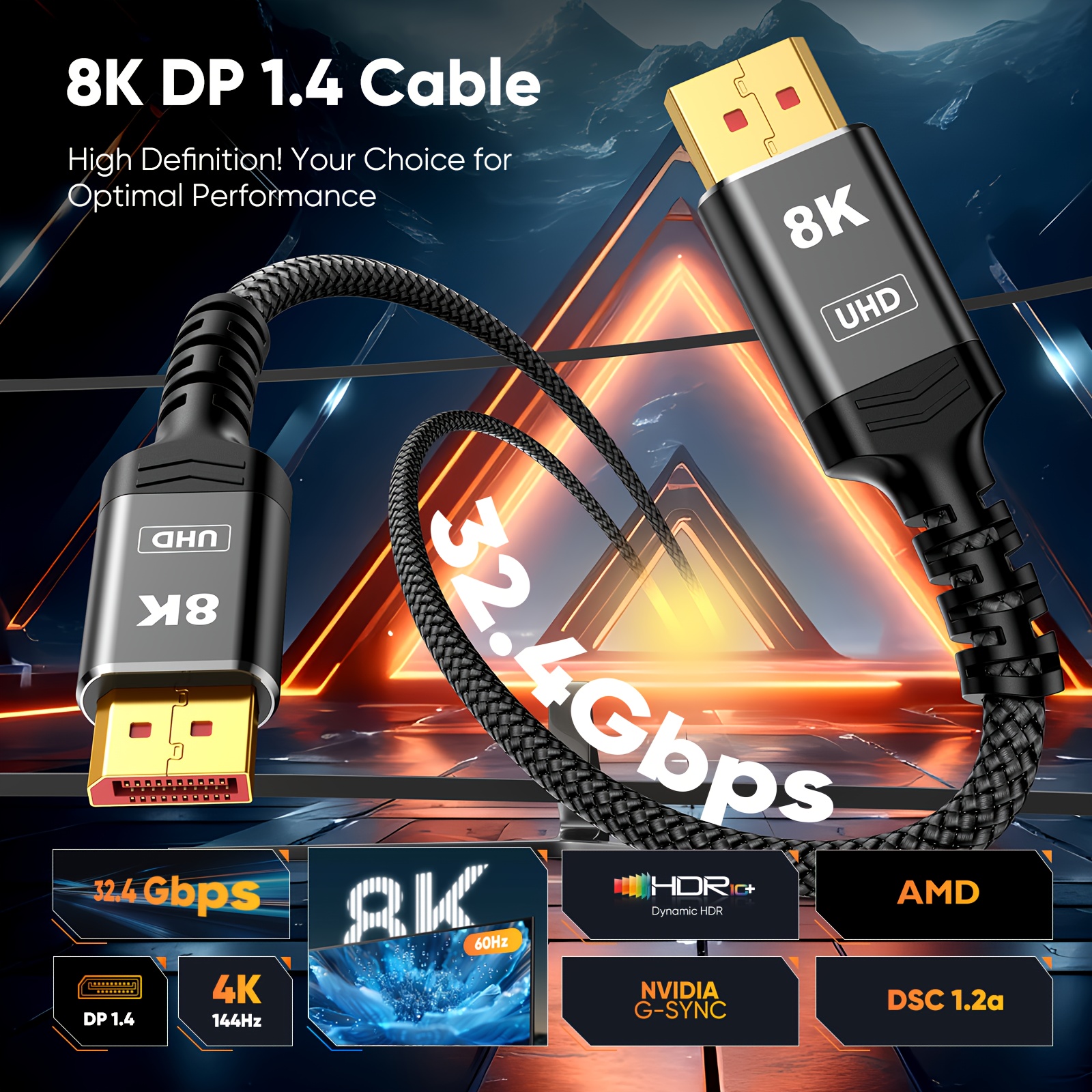 Cables DisplayPort 1.4 HDR para monitores gaming - Colección Nueva 2026