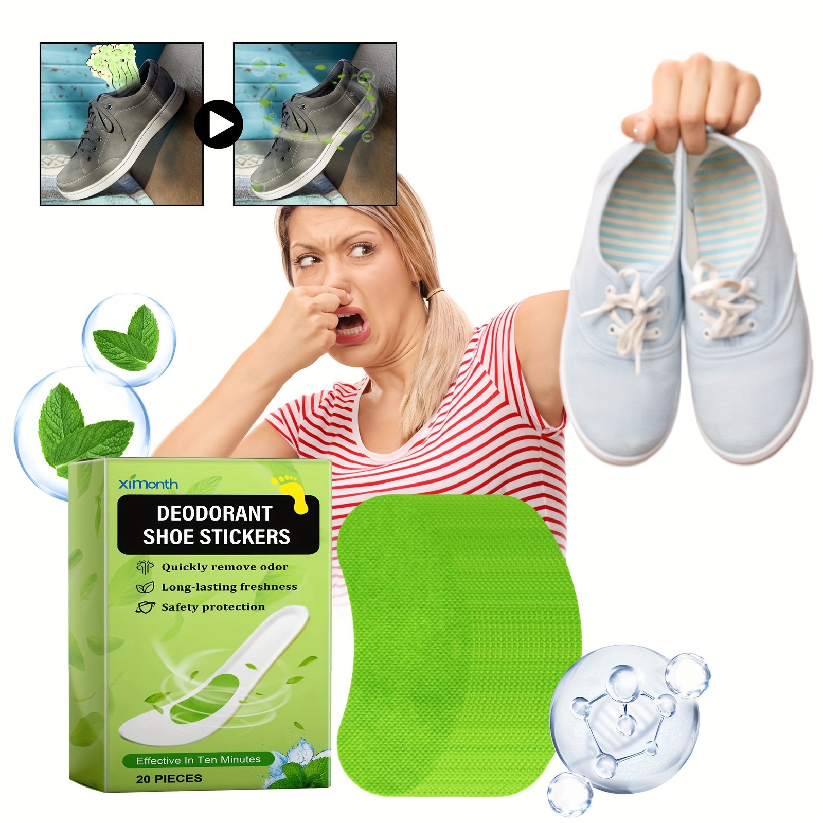 

20pcs - Deodorizer - Effective Odor Eliminators, Absorbers, And Moisture Wicking Insoles For , , And Footwear - , Reusable, And