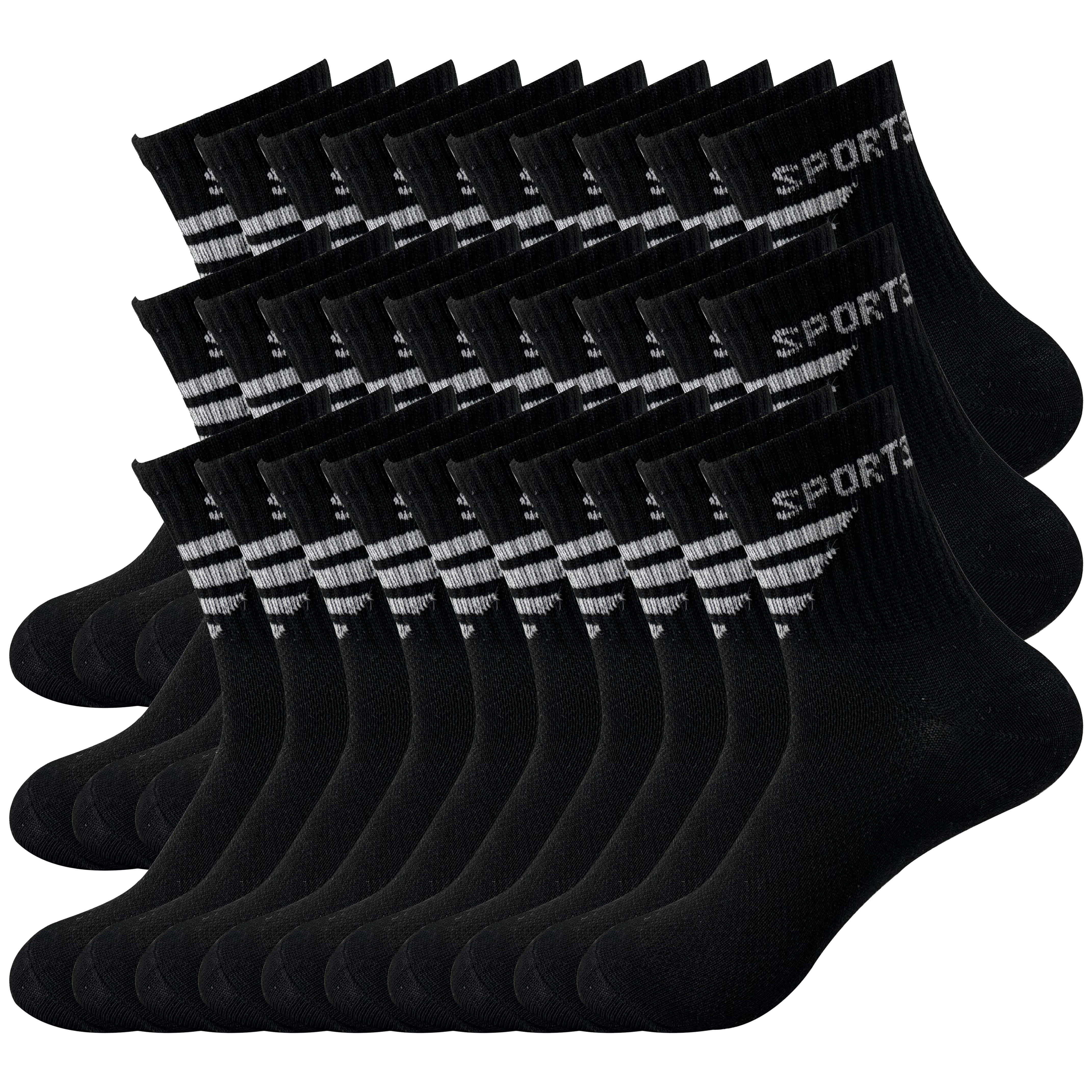 30-pack Men's Mid-calf Athletic Socks, Casual Solid Color Versatile Men's Socks
