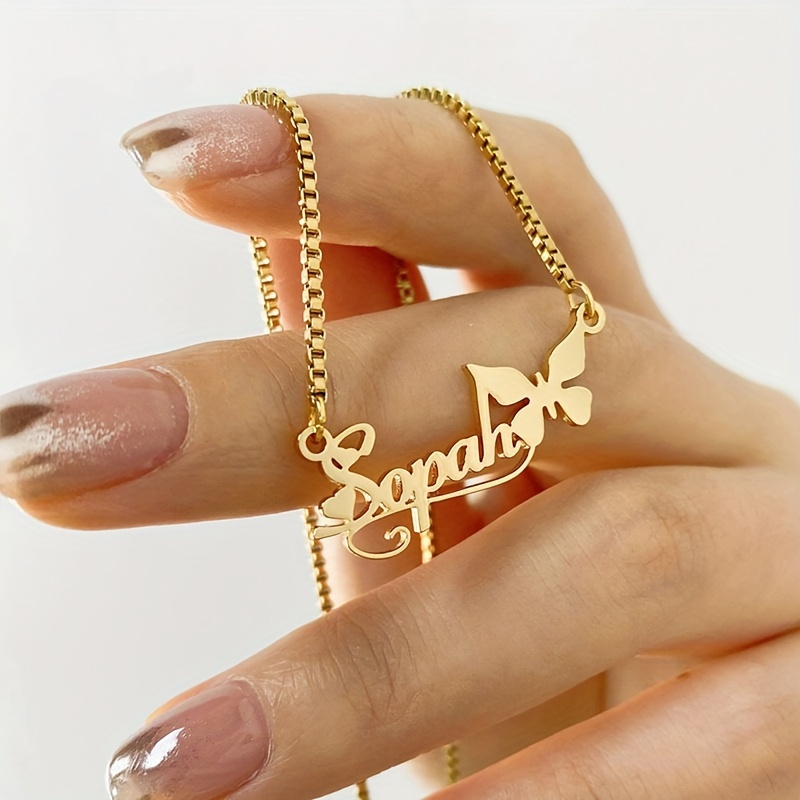 personalized name necklace women custom nameplate Temu United