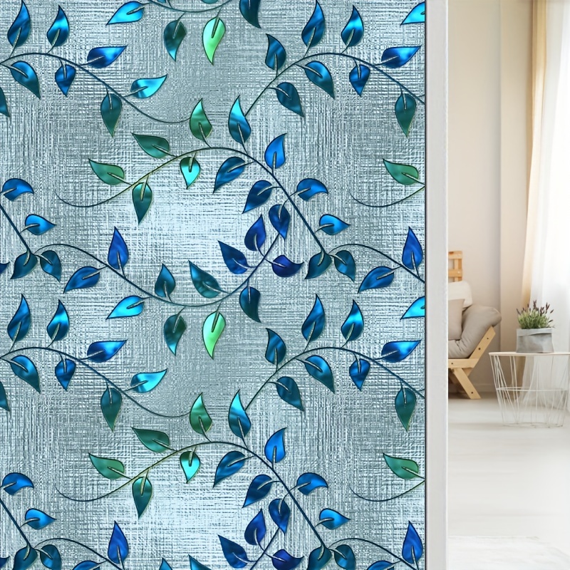 

Vintage Style Decorative Window Film With Colorful Tree Leaf Pattern - Static Cling, No Glue Frosted Privacy Glass Sticker, 4mil Thickness For Home, Office, Bathroom Privacy And Light Protection