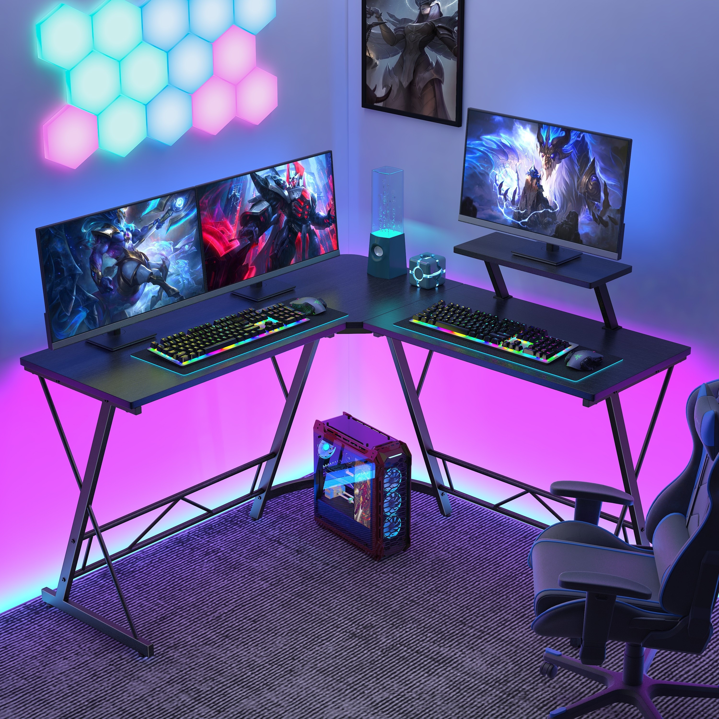 

[spring Sale]mr L Shaped Gaming Desk Corner Computer Desk, L Shaped Desk, Home Office Desks Workstation With Large Monitor Stand, Easy To (black, 51 Inch)