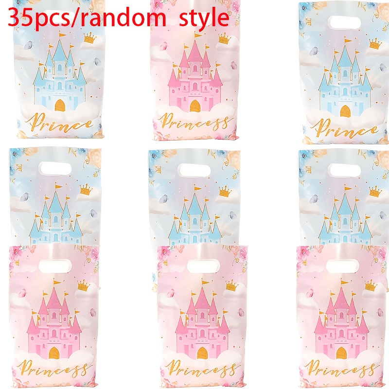 TEMU 35pcs Princess Birthday Party Favor Bags - Light Pink- Handle Gift Bags, Fairy Tale Castle & Princess Themed, Ideal For Birthday Parties, Gender