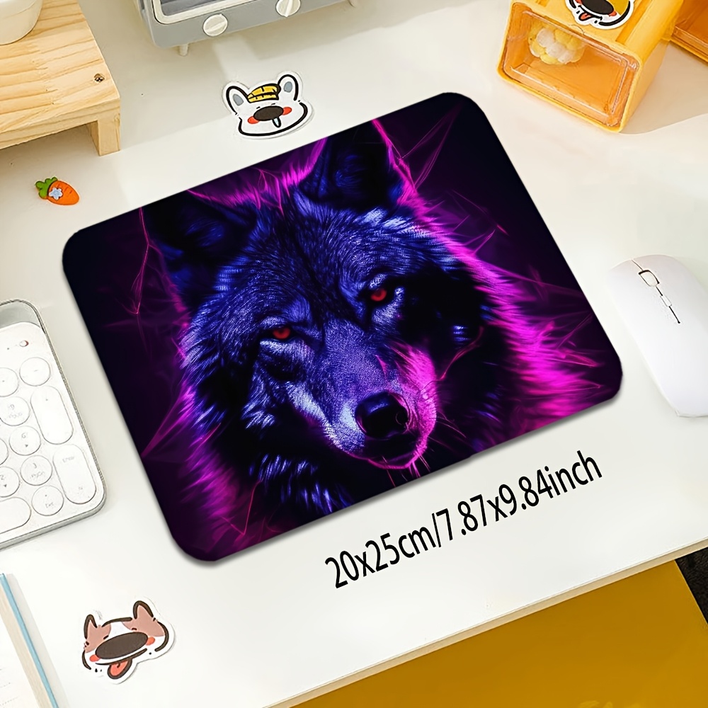 A Stylish Colorful Wolf Patterned Mouse Pad with a...
