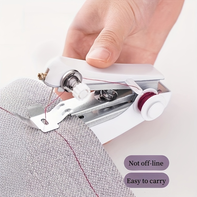 TEMU Portable Handheld Sewing Machine Set, Including 1 Mini Portable Sewing Machine And 2 Free Gifts - Easy Manual Sewing For Household Use, Random