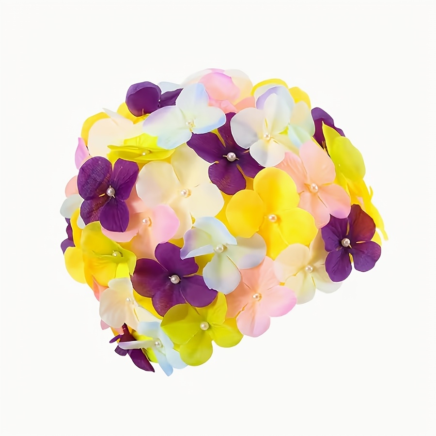 Image of Fashion Handcrafted 3d Floral Women's Hat - Featuring Vibrant 5-color Petals And Bead Embellishments