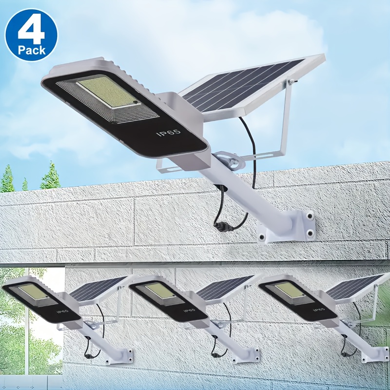 TEMU Lampe Solaire LED Pour Rue, 4 Pack de Jardin Extérieures, Super Lumineuse 6000 MA Pour Les Ménages Ruraux, Les Garages, Les Rues, Solaire Pour ,