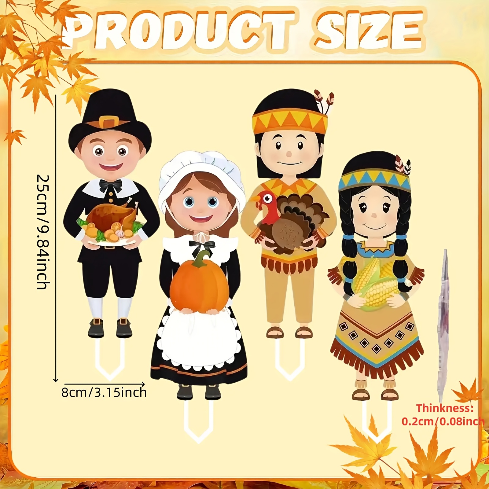TEMU 2d Flat - 【2d Flat】 2d Flat - [2d Flat] 2d Flat, 4pcs Acrylic Thanksgiving Yard Sign Set - Modern Thanksgiving Garden Decor With Stakes, Outdoor