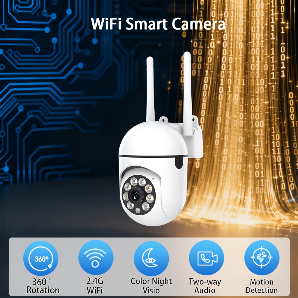 1pc 1080p Full Hd Outdoor Security Cameras Featuring 355° Ptz Rotation, Night Vision, Audio, And Extra Functionalities Ideal For Monitoring Homes Or Small Businesses (property Owners)