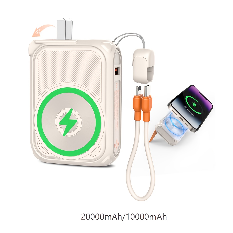 3-in-1 MagSafe Power Bank 10000mAh - 20W PD Fast Charging With Foldable Stand & LED Display