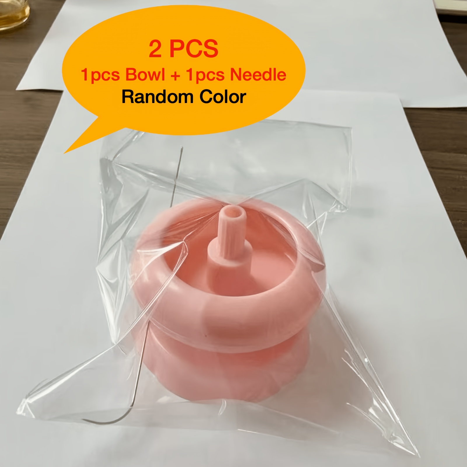 TEMU 2pcs Manual Rotating Bead Set, Including 1pc Random Color Rotating Bead Bowl And 1pc Bead Needle - Power-free Beading Tool, Suitable For Beading