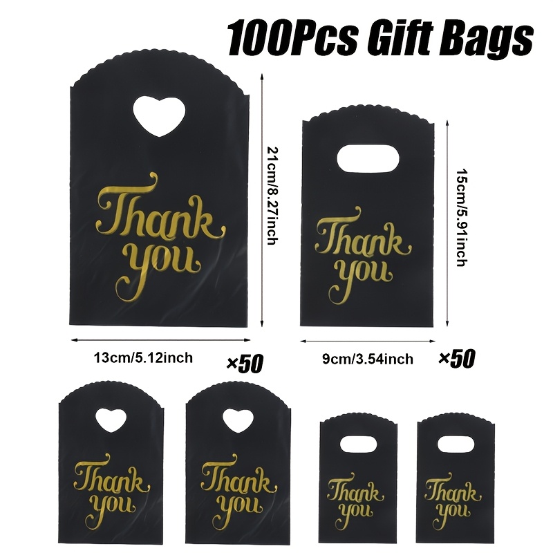 TEMU 100pcs Pack Black Bags Suitable For Birthday Wedding Baby Shower Party Favors, Elegant Pp Plastic Handbags With Sturdy Hangers For Wedding Bride