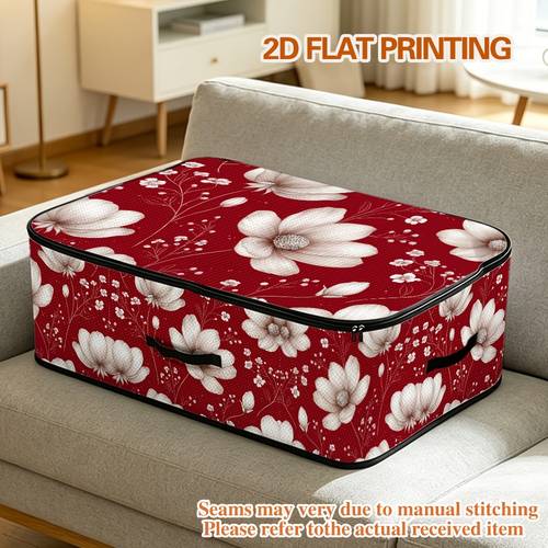 1 unidade de caixa de armazenamento com floral elegante e impressão 2d, capacidade, armazenamento, uso em , ou armazenamento de decoração de feriados, útil para armazenar pequenos artigos domésticos, armazenamento de tecido e armazenamento debaixo da cama