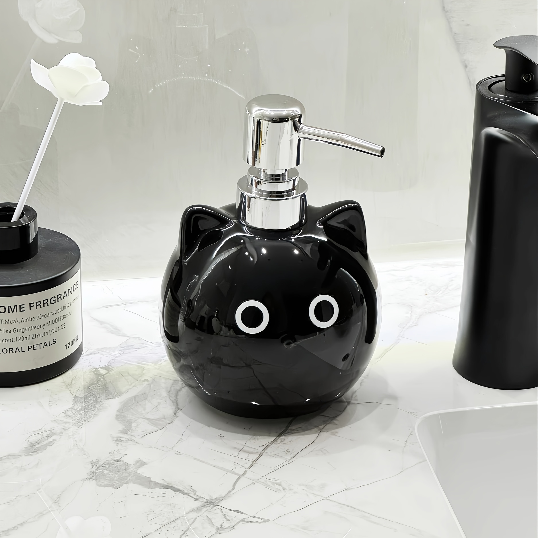 This Quirky And Features A Round- Black Cat Ceramic Lotion Bottle, Which Is Decorative And Practical. A Great Everyday Home Item And Makes For An Holiday Gift