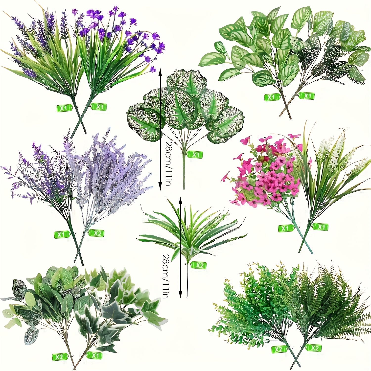 Image of 19pcs Outdoor Artificial Plants Uv-resistant Realistic Perfect For Indoor And Outdoor Hanging Front Garden Porch Window Box Decor, Easter, Mother's Day Shrubs, Farmhouse Decoration