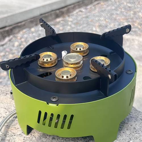 portable butane camping stove round shape outdoor hiking gear with an expandable stand and storage bag suitable for and camping trips