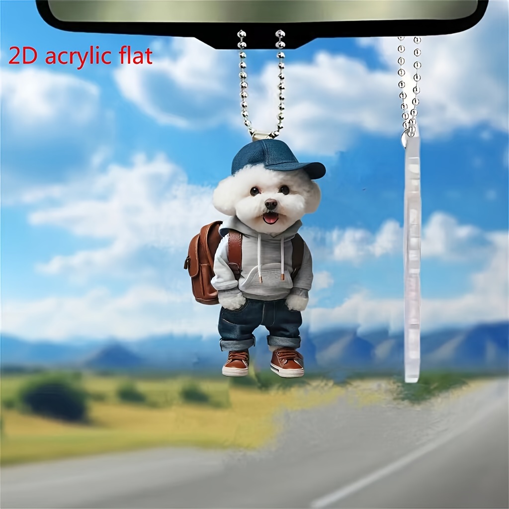 

1pc Cute Dog Acrylic 2d Flat Pendant - Versatile Home & Car Decor, Keychain Accessory, Chic Small Gift Idea