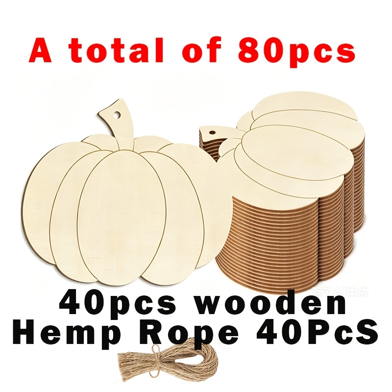 TEMU 80pcs Halloween And Thanksgiving Wooden Pumpkin Ornaments, Blank Wooden Pumpkin Disc Decorations, Suitable For Home Harvest Crafts And Autumn