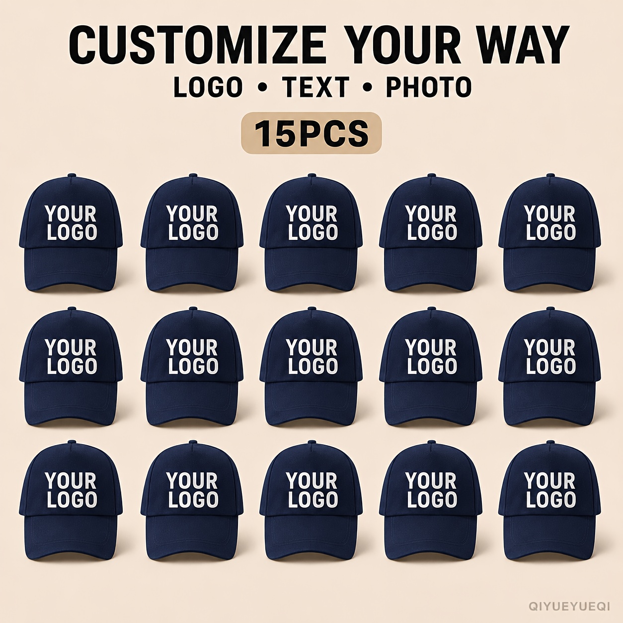 15pcs Personalized Custom Baseball Caps, Adjustable Snapback