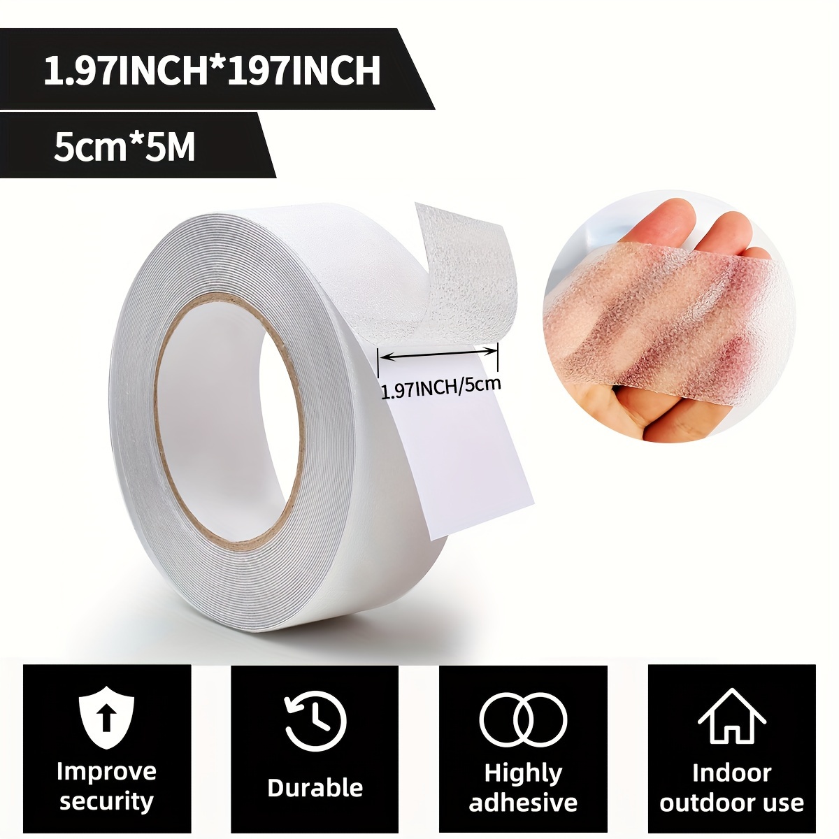 TEMU 1 Roll Of Thickened Anti-slip Tape Designed For Traction, Ideal For Use On Bathtubs, Boats, And Stairs. It Provides A Soft And Comfortable Feel