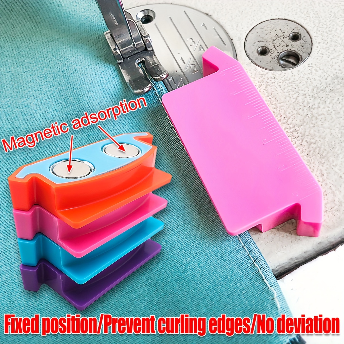 

Magnetic Sewing Guide Gauge Set - 1pc Adjustable Sewing Machine Edge Guide With Magnets, Non-slip Fabric Hemming Accessories, Versatile Seam Positioning Tool For Quilting, No Battery Needed