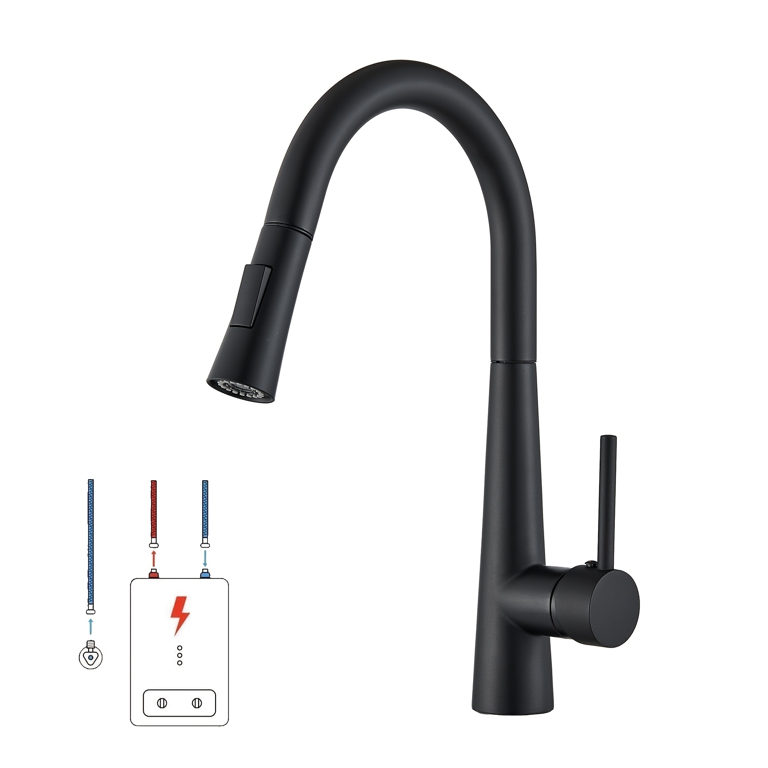 Modern Low-pressure Kitchen Faucet With Shower Head & Pull-out Sprayer - Single-hole Sink Mixer Tap, Valve, Spray Suitable Sink, Shower Bath Faucet, Painted (hardware Included)