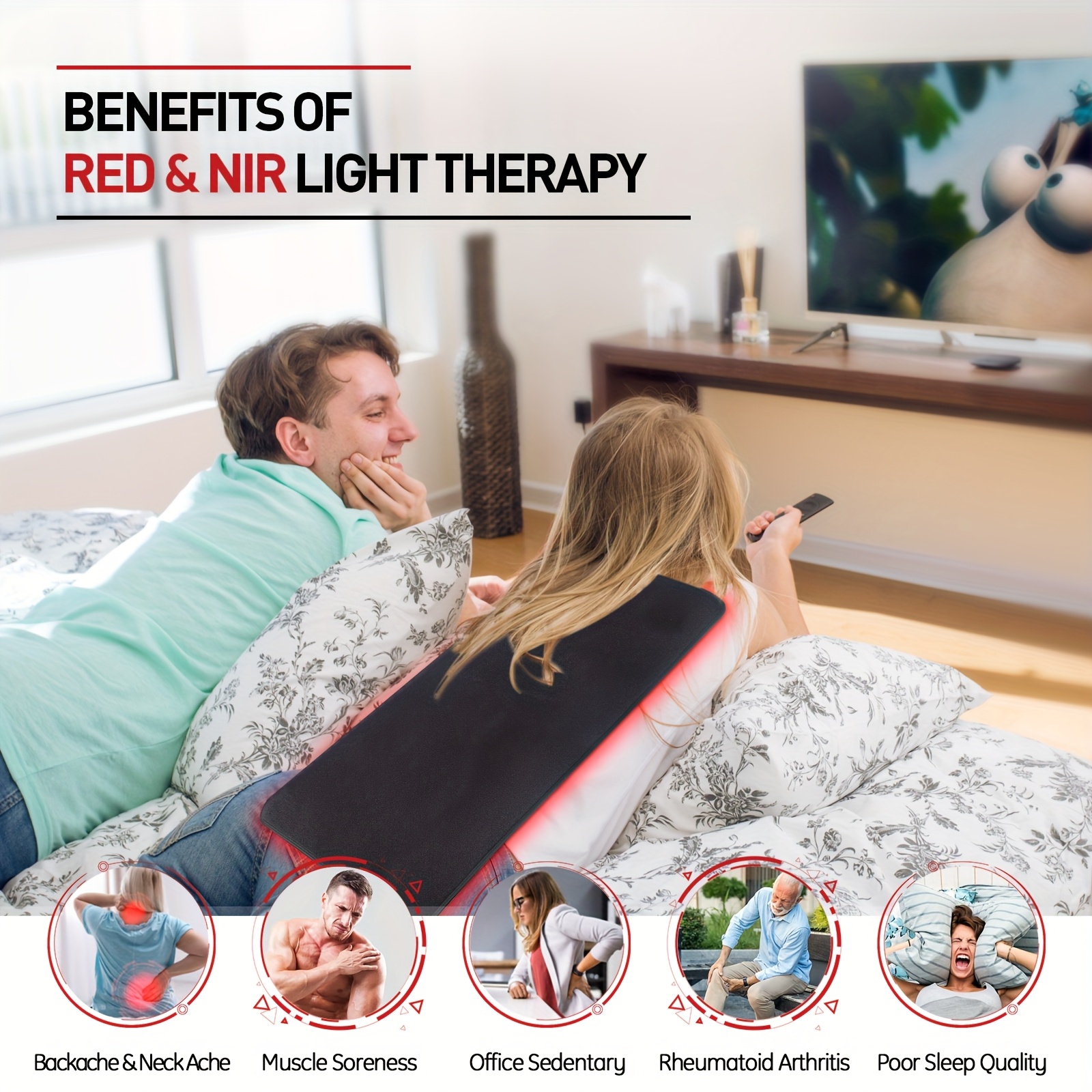 360 led   660 850nm infrared red light   pad wireless portable timer heating pad for   multi site     mat for home office use with neck back knee shoulder soothing Product details 3