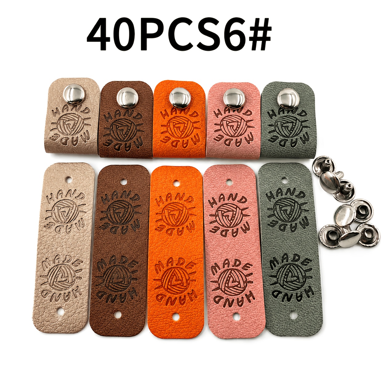 TEMU 40pcs Handcrafted Tags With Rivets, Suitable For Crafts, Crochet Knitting Sewing Labels, For Hats, Bags, And More