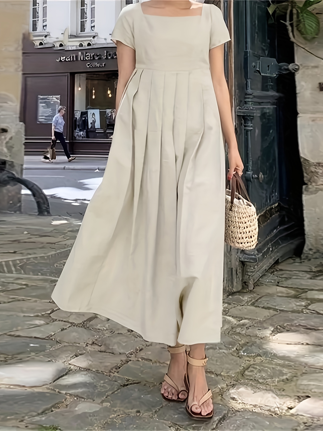 sachin and babi light blue dress Two Palms Colorblock 3/4-Sleeve Linen Shift Dress main image 1
