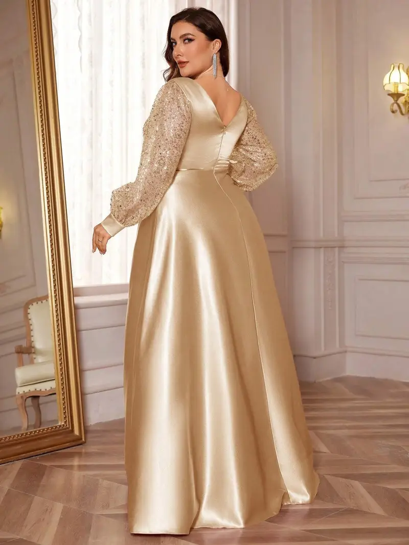 plus size plus size high quality satin sequined v neck a - Temu plus size plus size high quality satin sequined v neck a - Temu