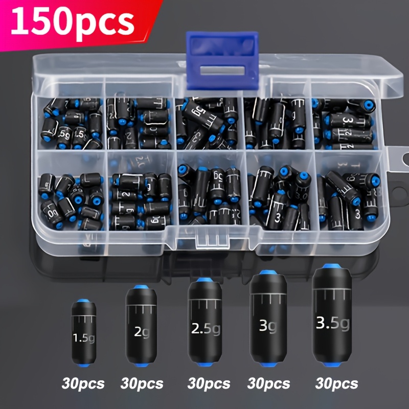 Image of 150pcs Mixed Weight Sinker Kit, Lead Fishingweights, Split Shot Weights With Stoppers Beads, Saltwaterfreshwater Fishing Accessories For Trout