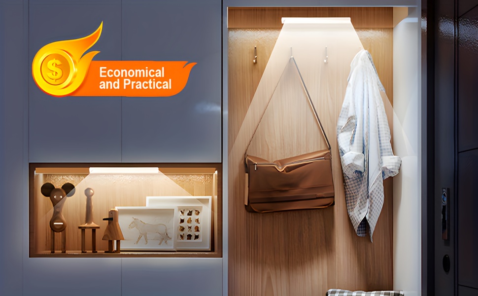 3pcs Smart LED Motion Sensor Lights, Rechargeable LED Lighting for Wine Cabinet, Wardrobe, Bedroom RV and Staircase Lighting, Charging, Atmospheric Effect, Stylish Design