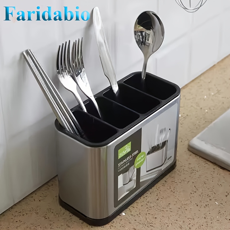 

Faridabio Home Kitchen Large Capacity Stainless Steel Chopstick Holder With Drainage Organizer