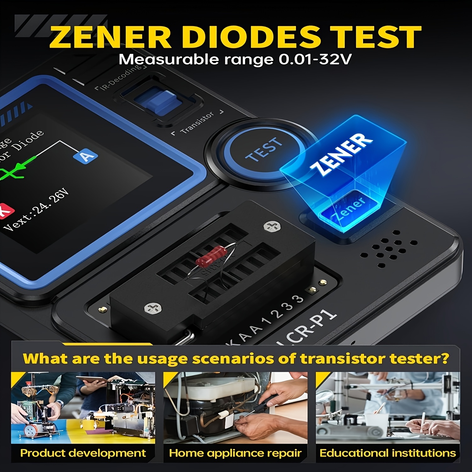 lcr p1 transistor tester multifunctional electronic component tester for capacitors and resistors smd electronic component tester diode and   diode   induction battery tester Product details 7