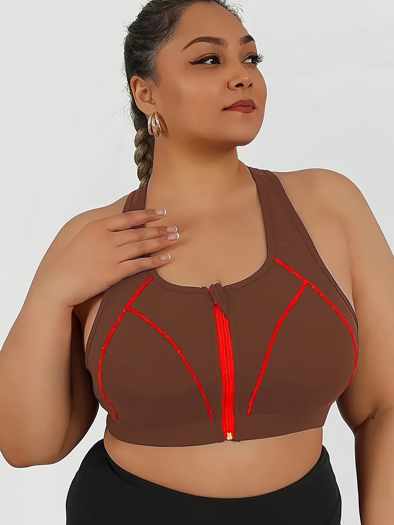 High-intensity Collision Color Fitness Bra With Front Zipper, One-piece Outerwear, Beautiful Back, Anti-sagging Yoga Vest