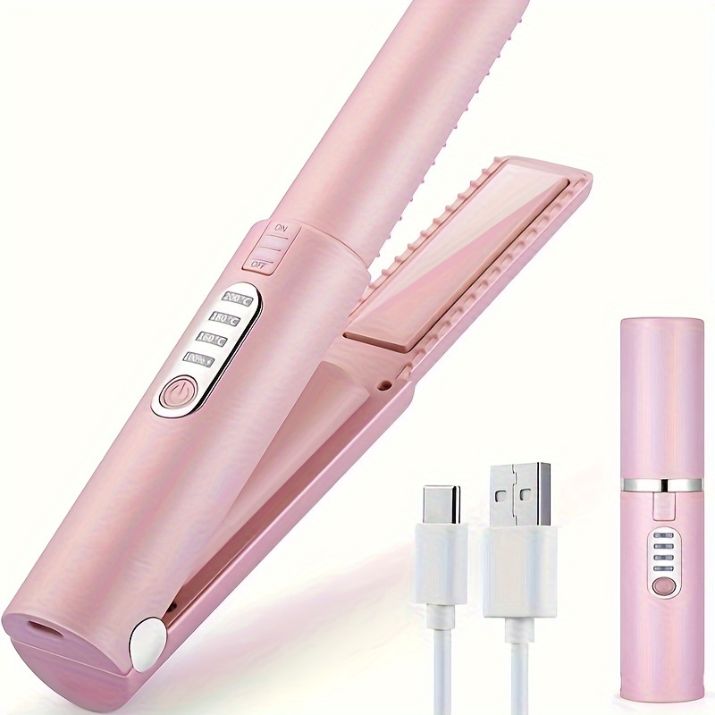 portable 2 in 1 hair straightener curler wireless mini flat Temu