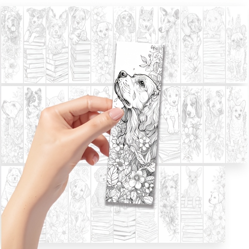 Image of 32pcs, Dog-themed Coloring Bookmarks, Perfect For Valentine's Day Gifts, Page Dividers, Planner Labels, A Must-have For Book Enthusiasts
