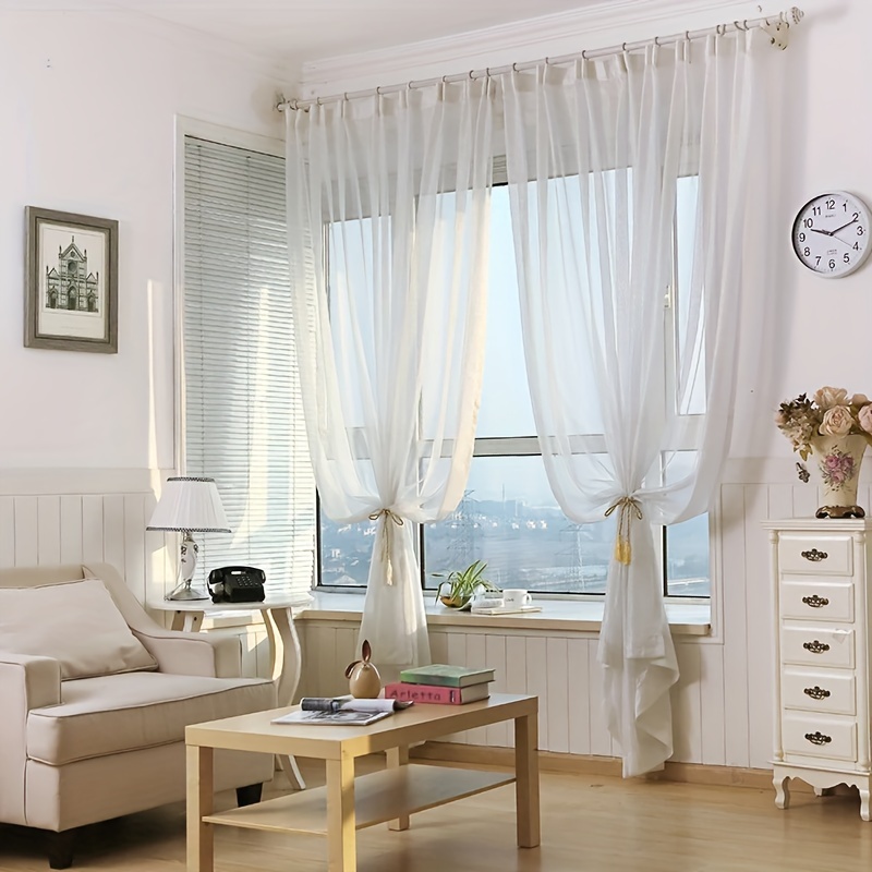 1pc modern white shiny tulle curtains stripe window sheer for bedroom office   room study   decor details 9