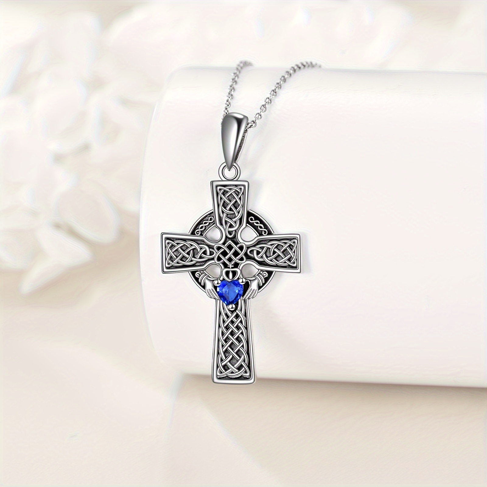 Saphir Medaillon Croix Femme Croix Chretienne Collier En Argent