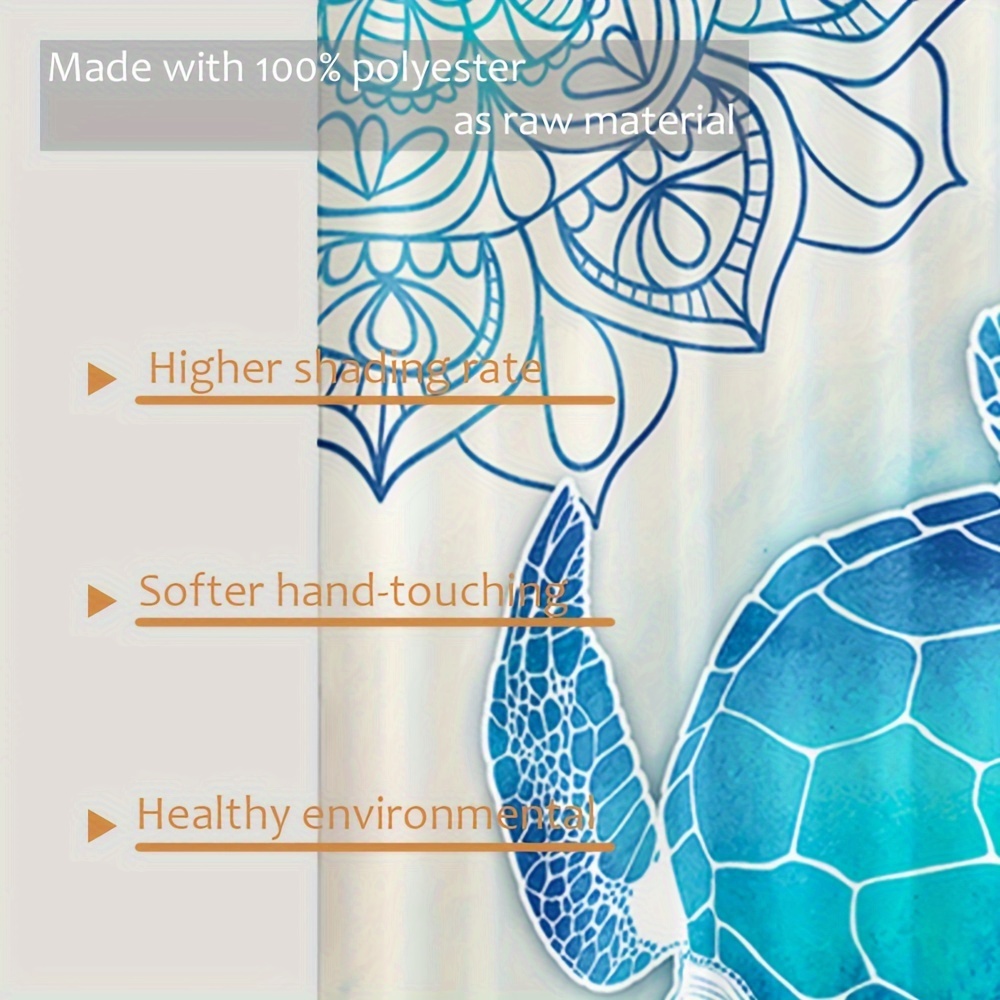 2pcs Sea Turtle Curtains-cute Ocean Animals Theme Mandala Blue And ...