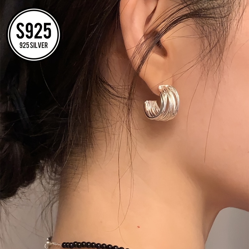 Hypoallergenic Semi Circular C Stud Earrings Mother's Gift