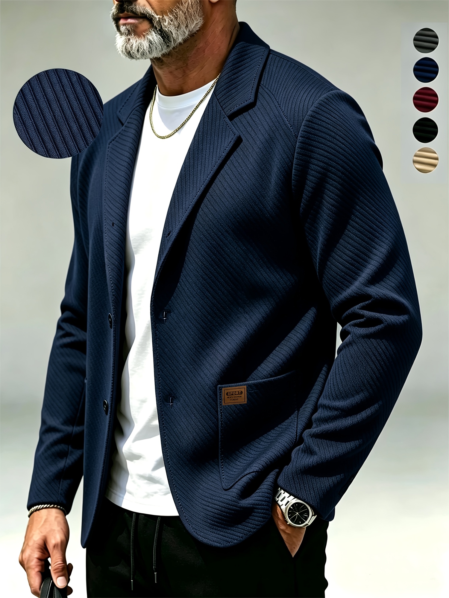 item picture mens casual sports sweater autumn winter textured knit jacket   style open cardigan single button design solid color easy   suitable for casual   and business  