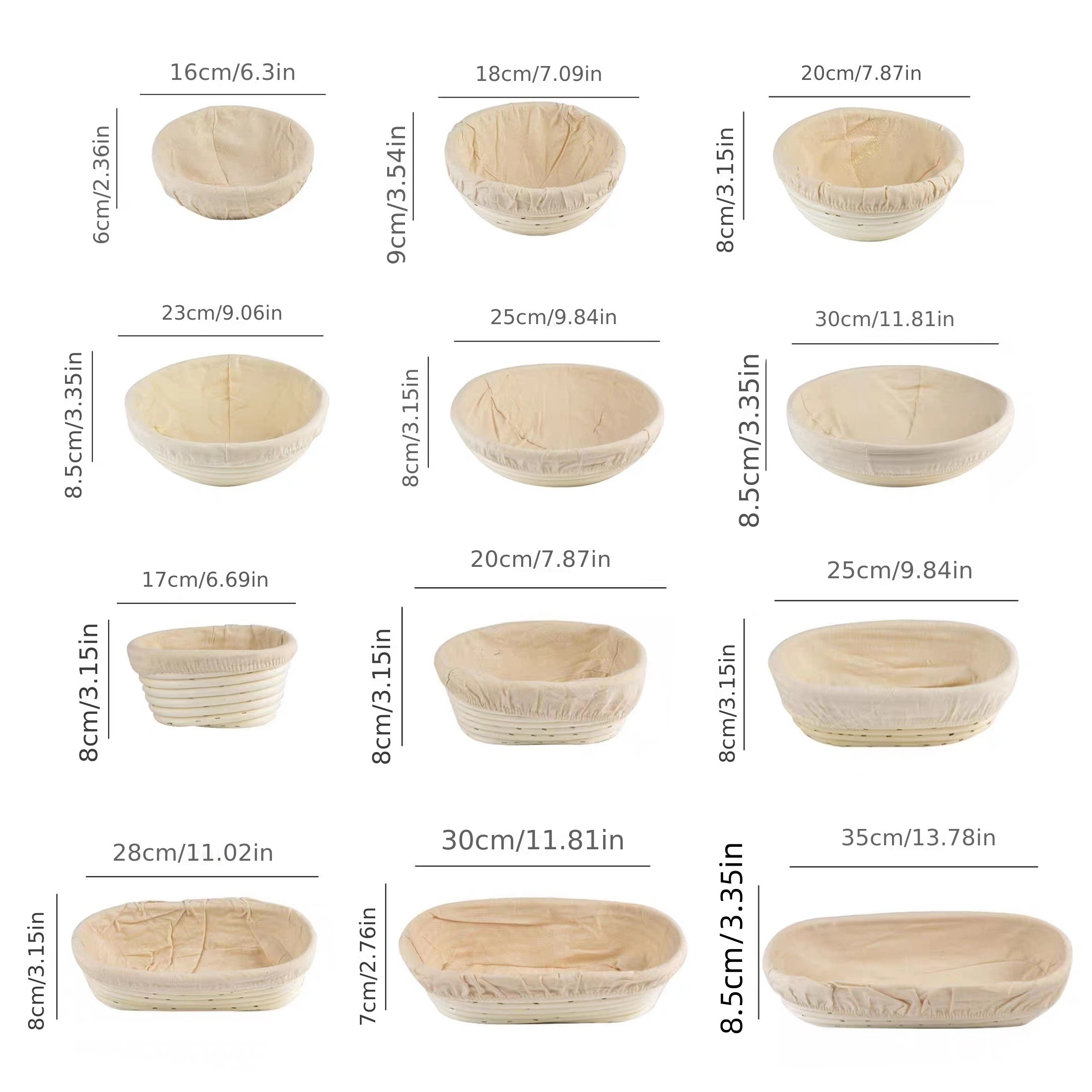  Cesta de pan redonda de fermentación en ratán natural  Fabricación de cestas de pan para masa en ascenso-M: 7.1 x 3.5 in : Hogar y  Cocina