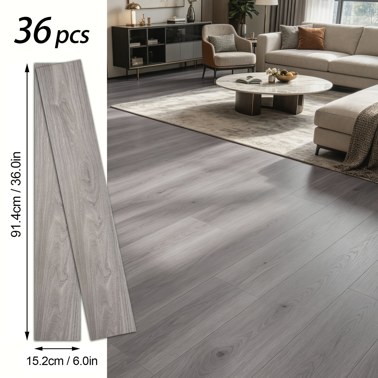 TEMU 36pcs Multicolored Self-adhesive Pvc Floor Tiles Vinyl Flooring-high-quality, Easy To Cut, And Adhesive; Suitable For Living Rooms, Bedrooms,