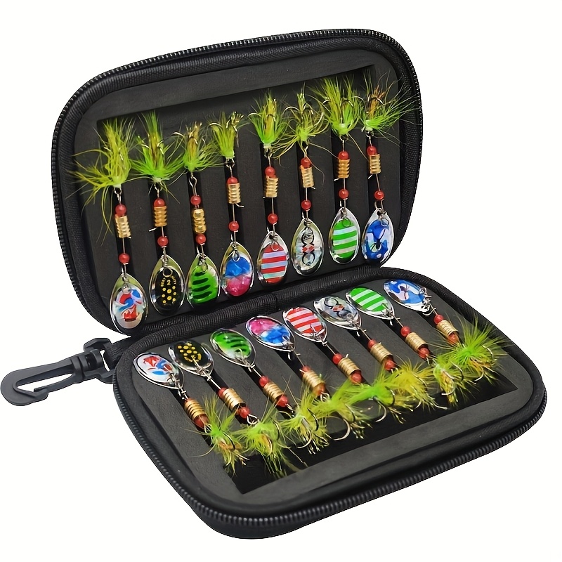 

10- Stainless Steel Lures Set, Spinnerbaits , Tackle Box Included,