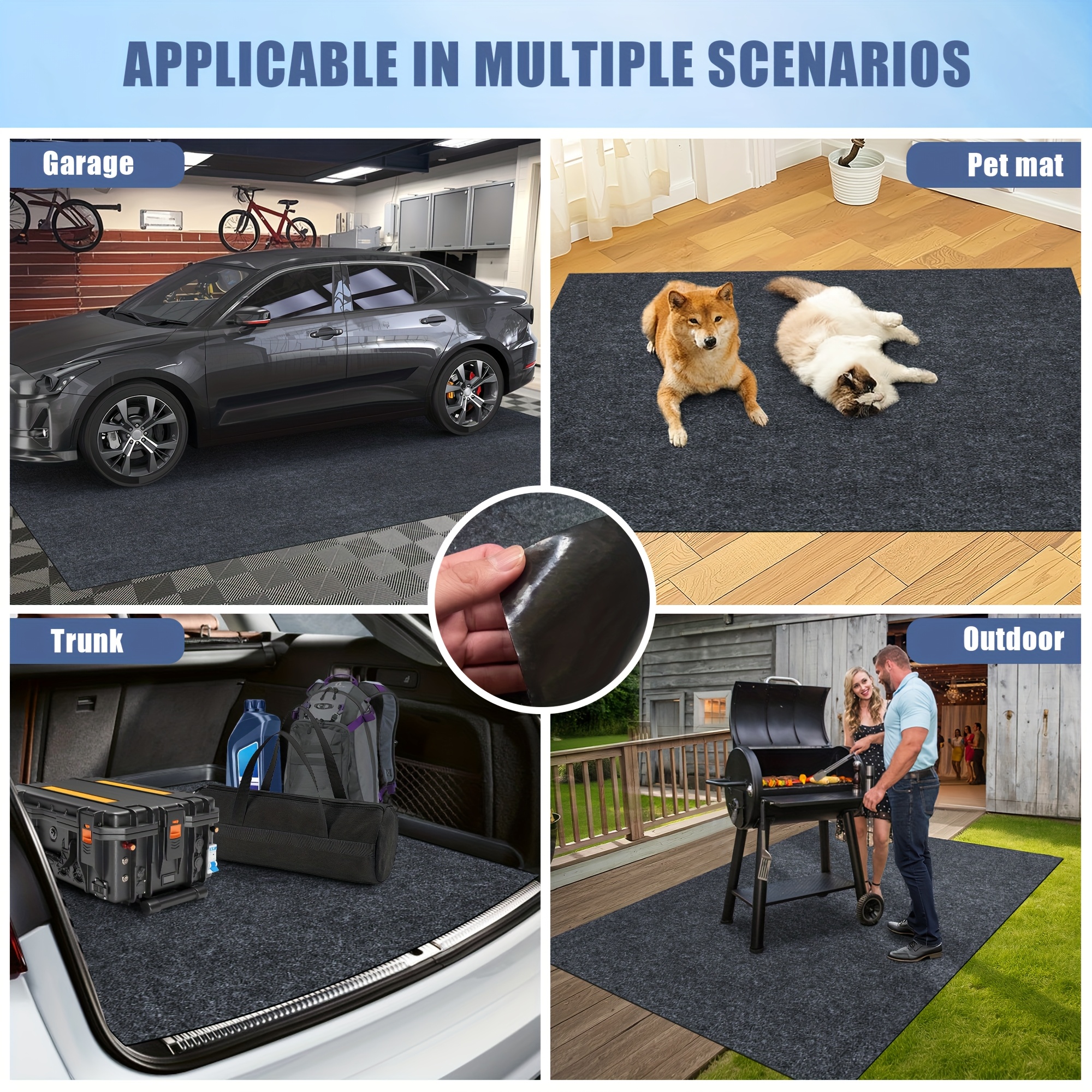 Garage Floor Mat 91.5 * 122cm/91.5 * 91.5cm/91.5 * 183cm/2.0 * 2.6m/2.23 * 5.2m, Mechanic Pad - Protects Floor from Spills, Drips, Splashes and Stains | Washable, Cut to Size, Non Slip Floor Mat
